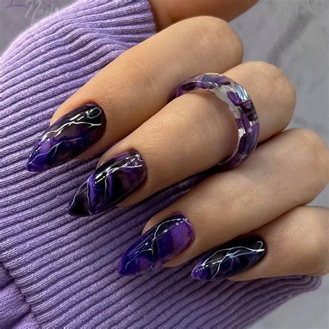 purple and black nails designs|purple and black acrylic nails.